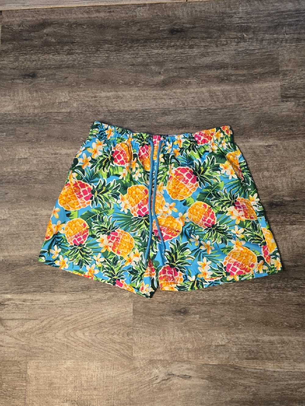 George Blue Pineapple Print Men's Swim Trunks